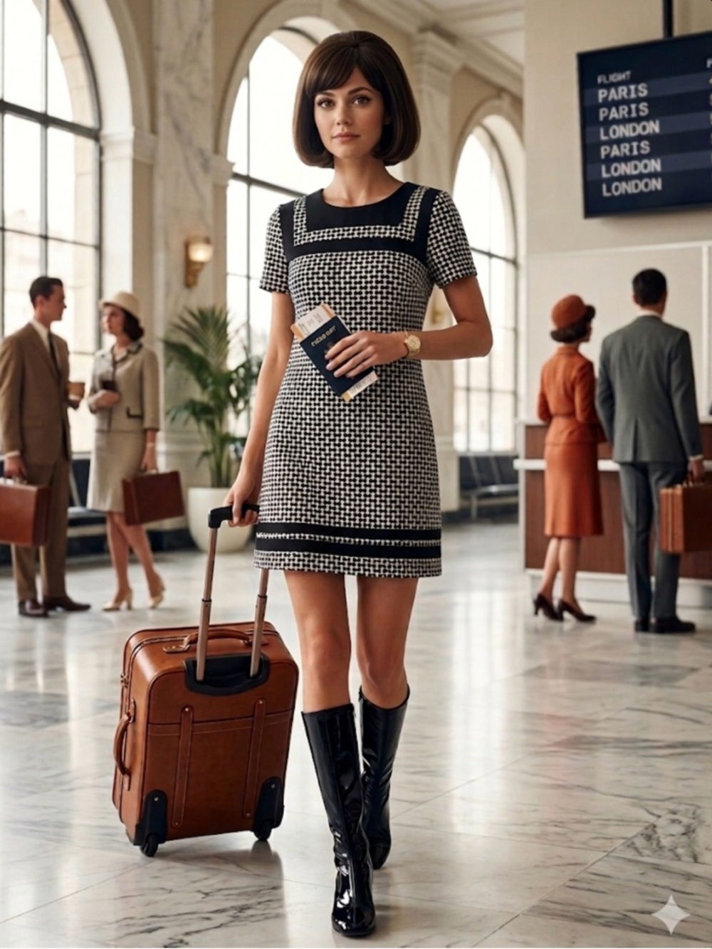 Anthropologie Postmark Mod-Revival Basketweave Tunic Dress S EUC Retro-Chic Mini